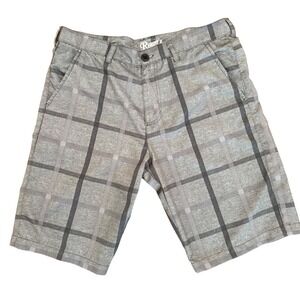 Retrofit Mens Plaid Board Shorts Size 36 Gray Surf Skate Longboard Swim Shorts